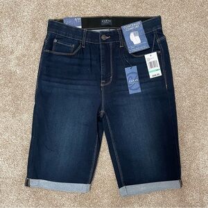 NWT Curve Appeal 8 29 London Cuffed Shorts Dark Wash Cotton Blend